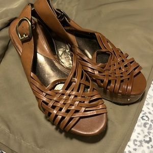 Ciao Bella Strappy Leather & Suede Wedge Sandals - 7